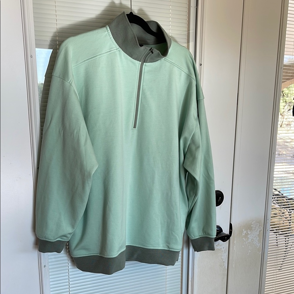 Green Quarter-Zip Sweatshirt with Charcoal Accents